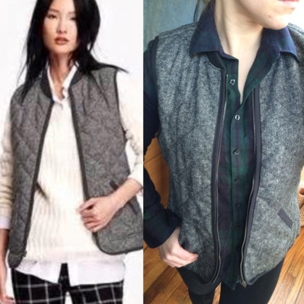 Herringbone Tweed Wool Vest XS S